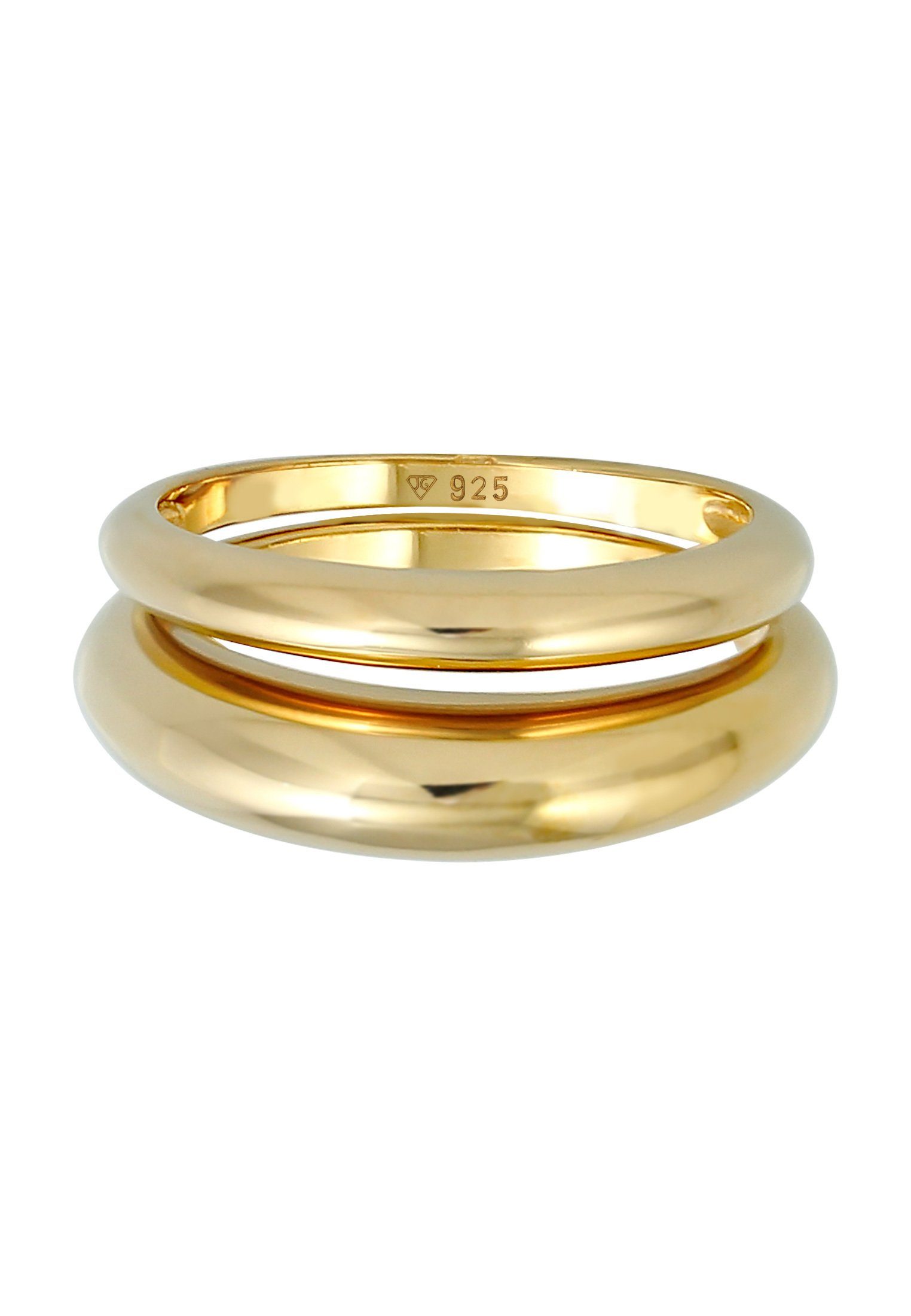 Elli Premium Ring-Set Bandring Basic Klares Design 2er Set 925 Silber, Ring Set