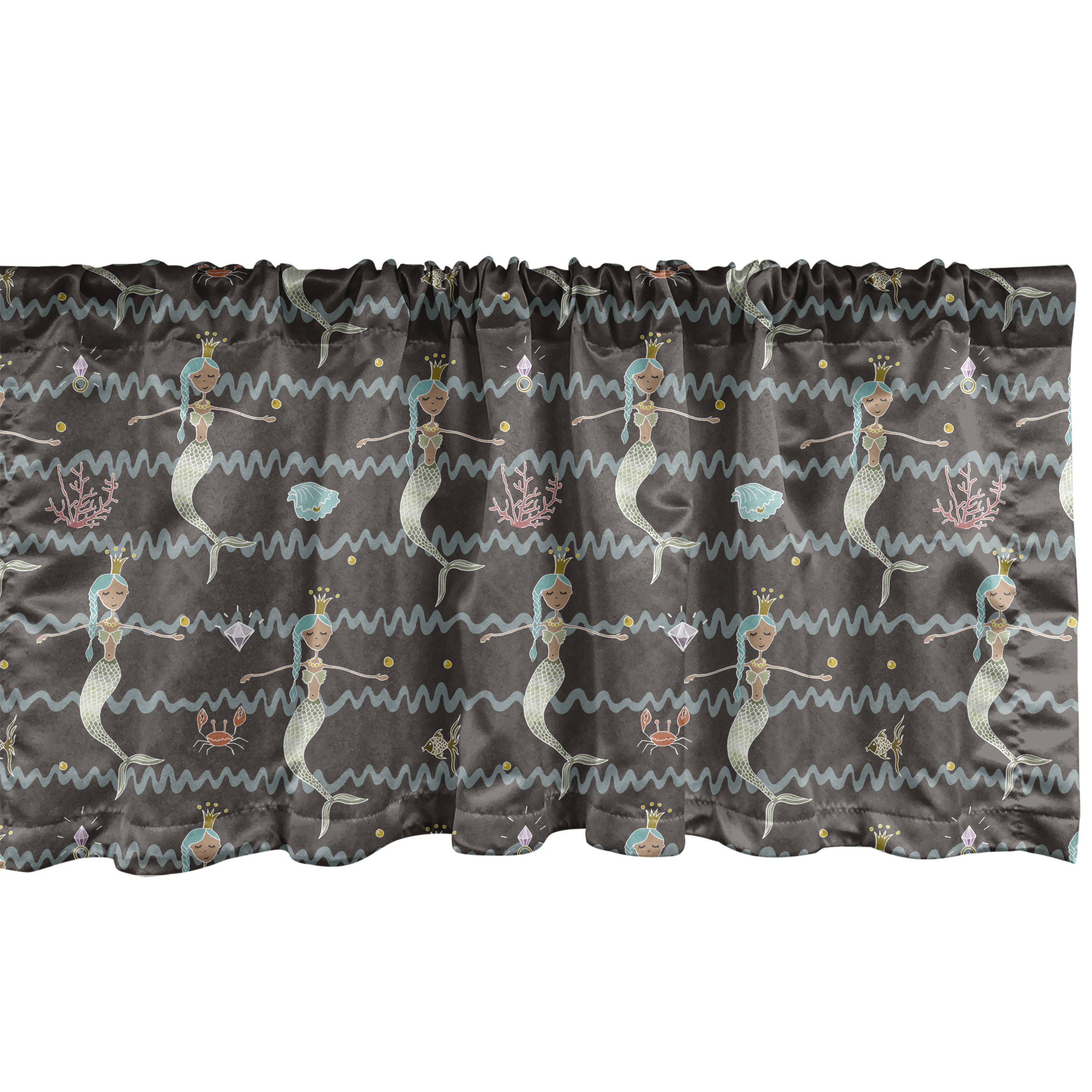 Scheibengardine Vorhang Volant für Aqua Küche Stangentasche, Schwimmen Schlafzimmer mit Abakuhaus, Microfaser, Dekor Meerjungfrau Schwanz Mädchen