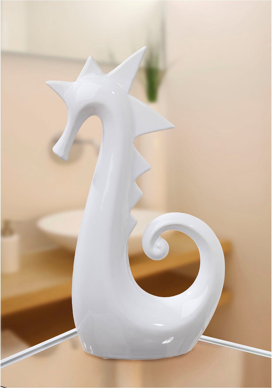 GILDE Tierfigur Seepferdchen, weiß glänzend (1 St)