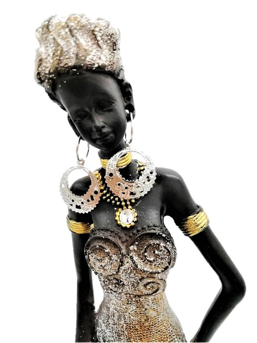 Geschenkestadl Afrikafigur Afrikanische Mutter mit Kind traditionell 31 cm Wohnkunst Polystein (Spar-Set, 1 St., 1 afrikanische Mutter mit ihrem Kind), detaille reiche Verarbeitung