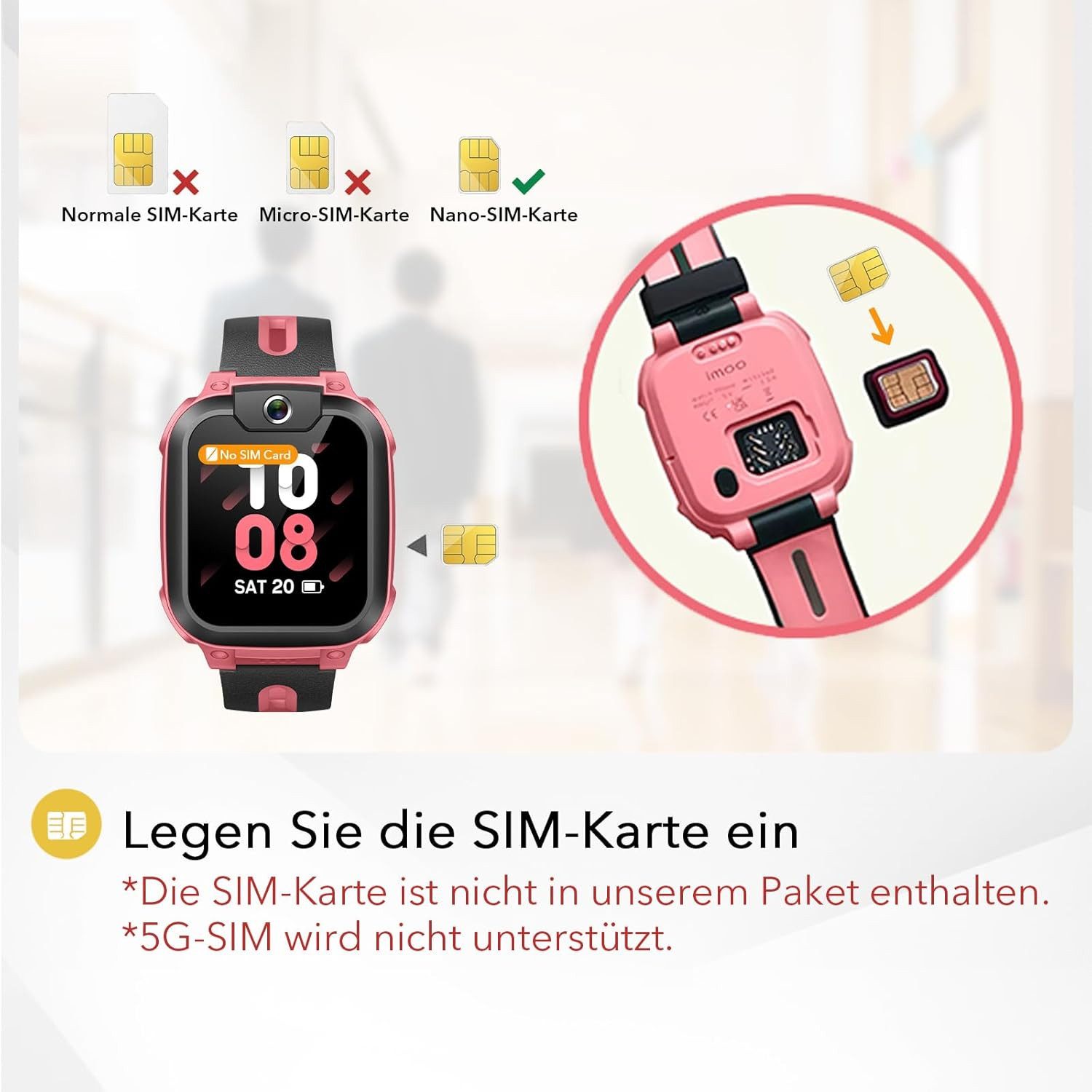 imoo Z1 Smartwatch (2,5 cm, sim-karte), Kinder Smartwatch mit Videoanruf Ortung Schutzfunktionen