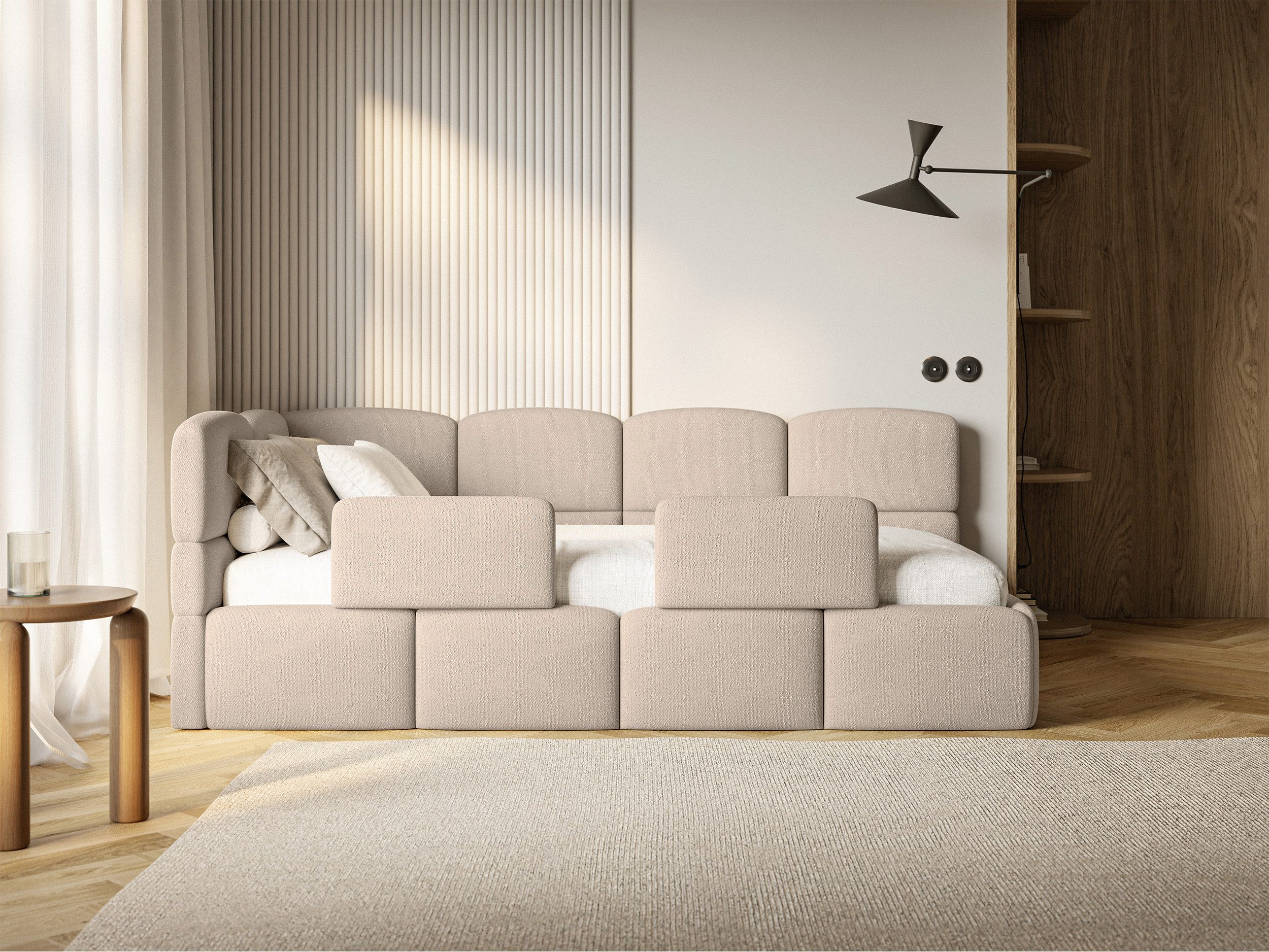Selsey Kinderbett CLOUDY, Bettkasten, 2x Rausfallschutz, Chenille wasserabweisend, 120 x 200 cm