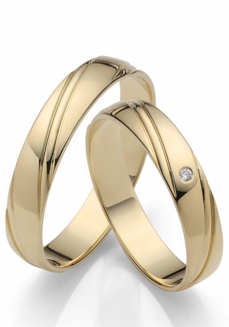 Brillant/Diamant Ehering mit Hochzeit ohne 375 Schmuck Germany Trauring Geschenk in Made "LIEBE", Firetti Gold o. - gelbgoldfarben