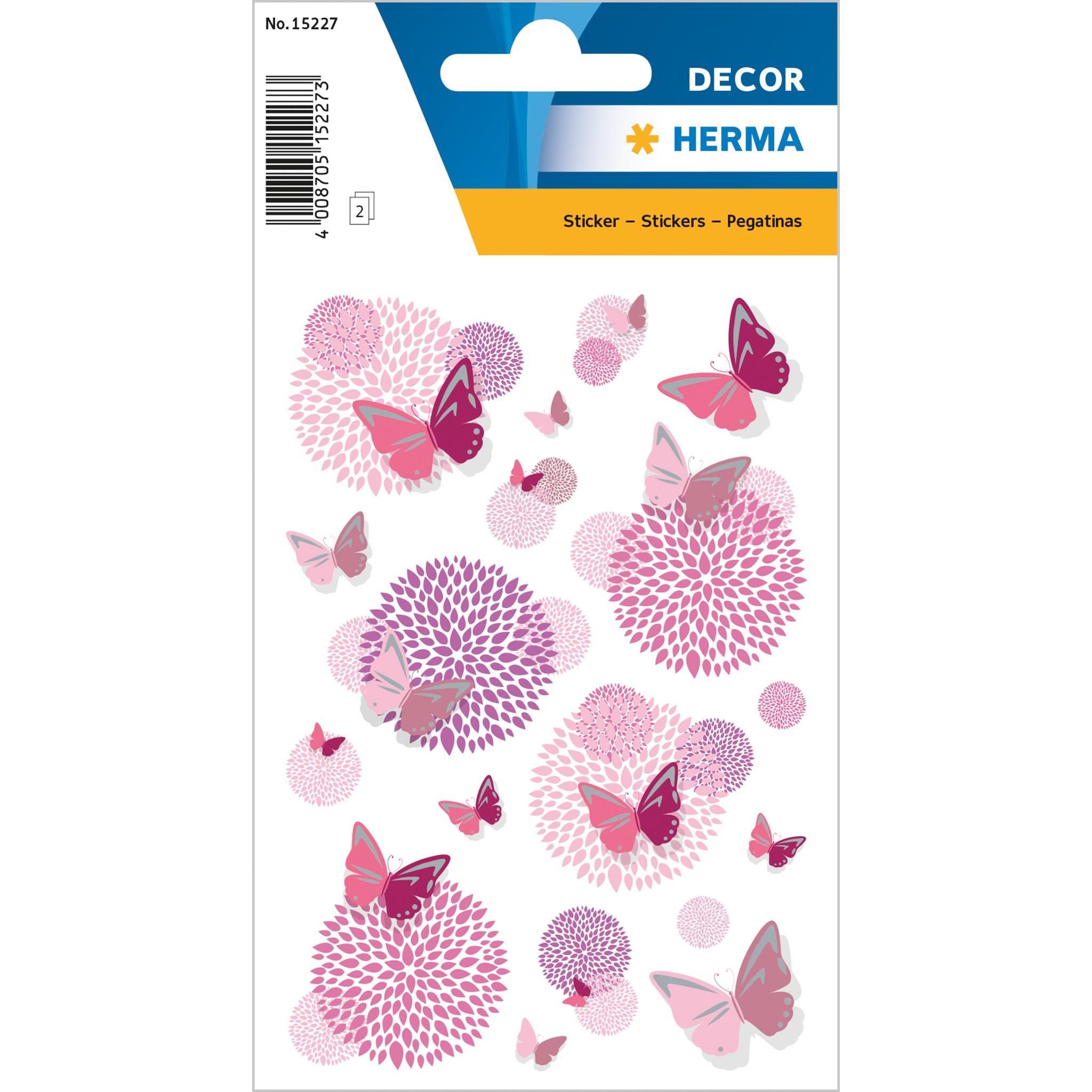 HERMA Sticker Herma Sticker DECOR Blumen Schmetterlingsblume Silberprägung 2 Bl