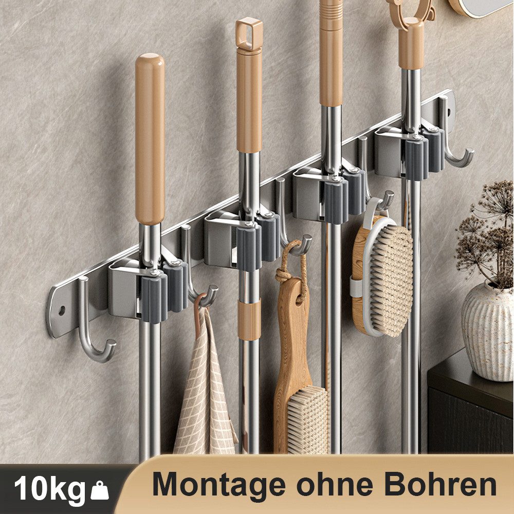 Fanttik Wandhaken Besenhalterung Wand mit 4 Halter und 5 Haken Gartengeräte günstig online kaufen