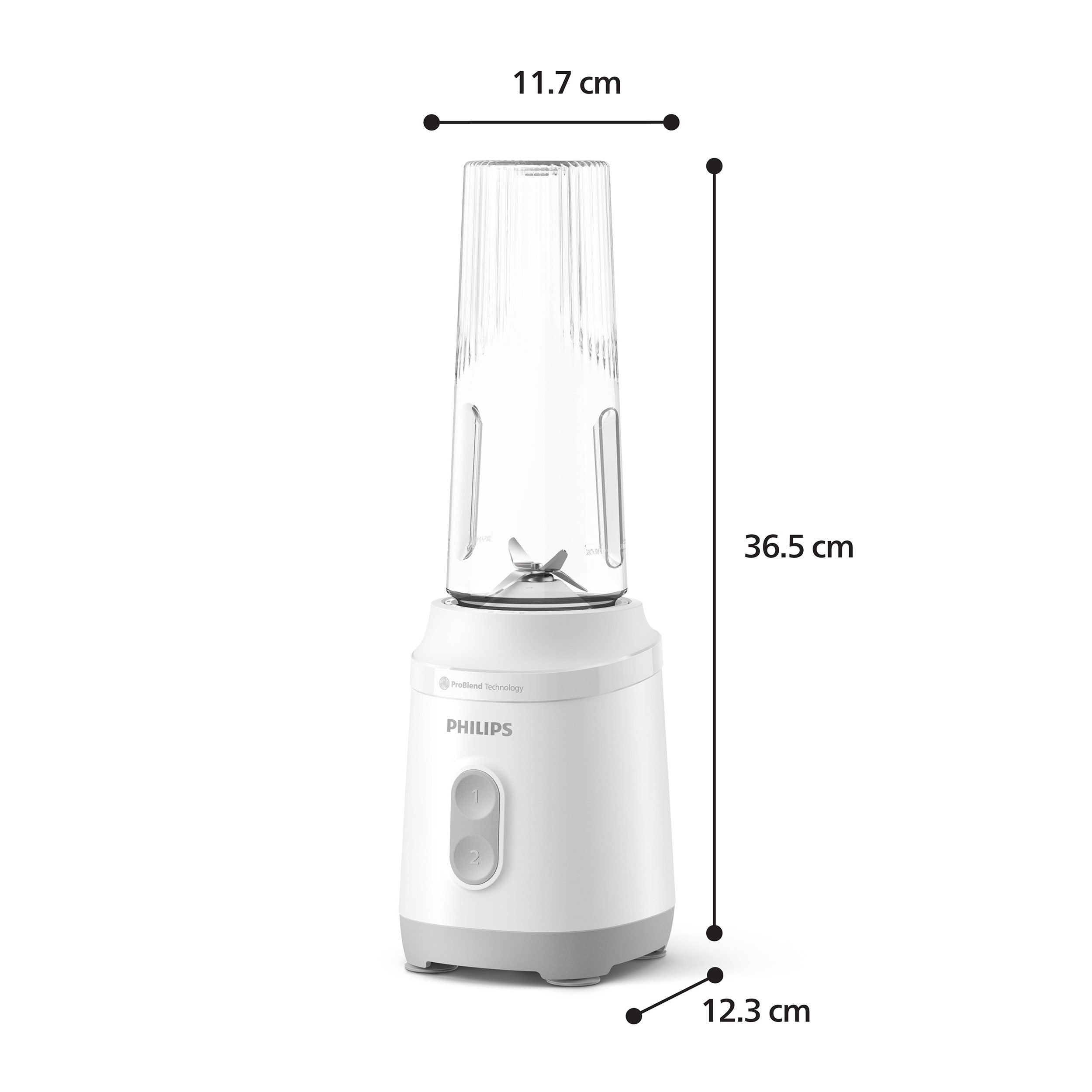 Philips Standmixer HR2760/01 mit ProBlend-Technologie, 350 W, Blend & Go-Trinkbecher, 2 Geschwindigkeitsstufen, Weiß