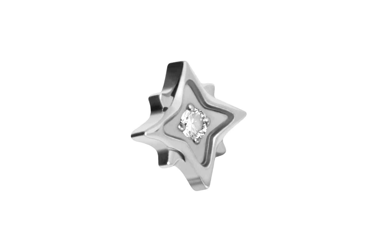 Piercing-Set Titan Schraubaufsatz mit Außengewinde STERN + KRISTALL