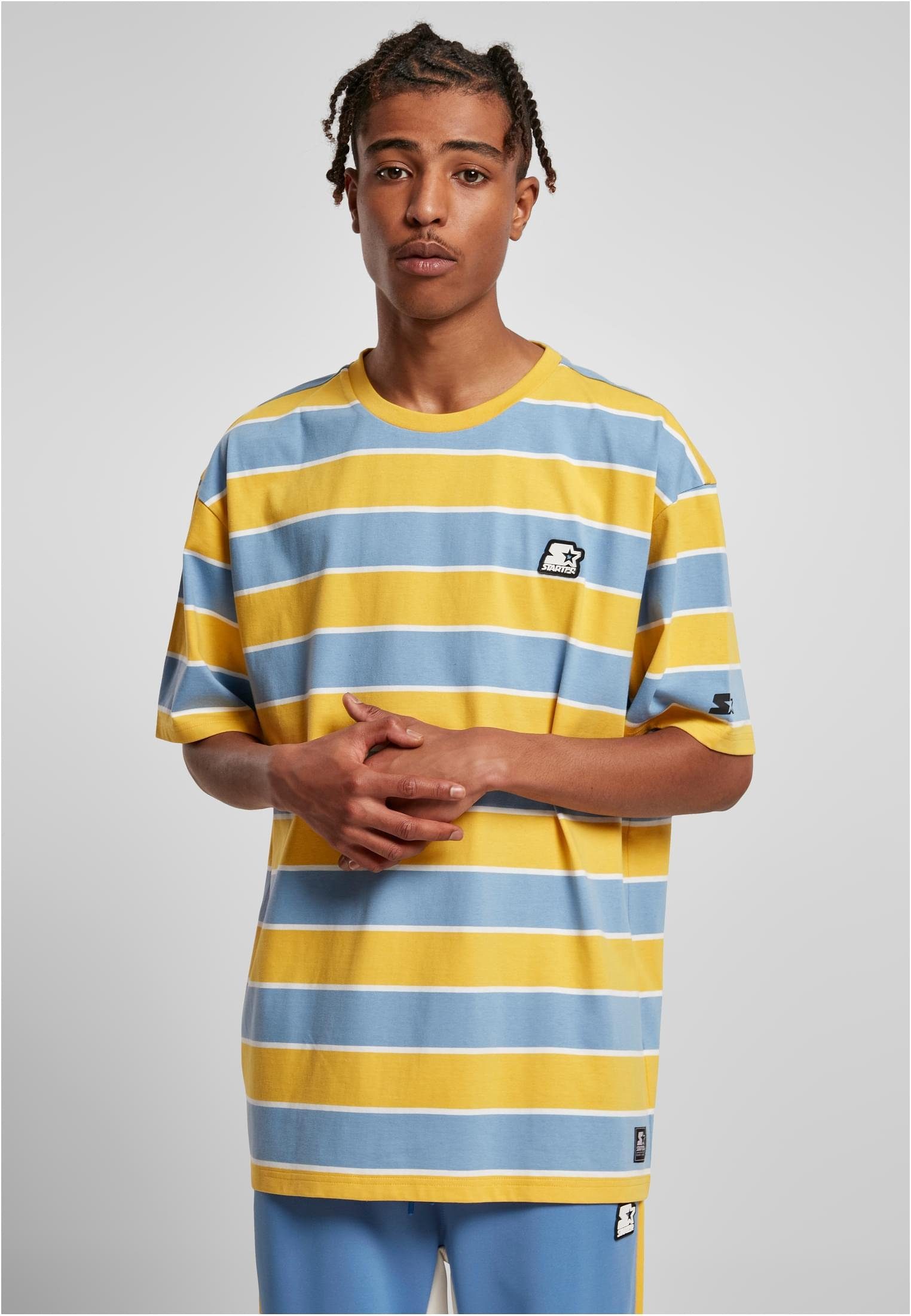 Starter T-Shirt Herren Starter Block Stripes Tee (1-tlg) horizonblue/californiayellow/white