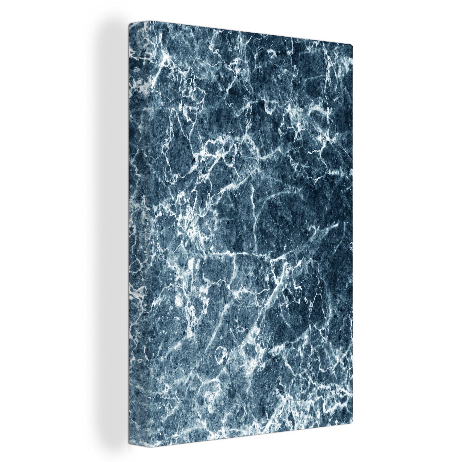 OneMillionCanvasses® Leinwandbild Marmor Zackenaufhänger, - St), cm inkl. Blau, bespannt - Gemälde, Leinwandbild (1 20x30 fertig Linie