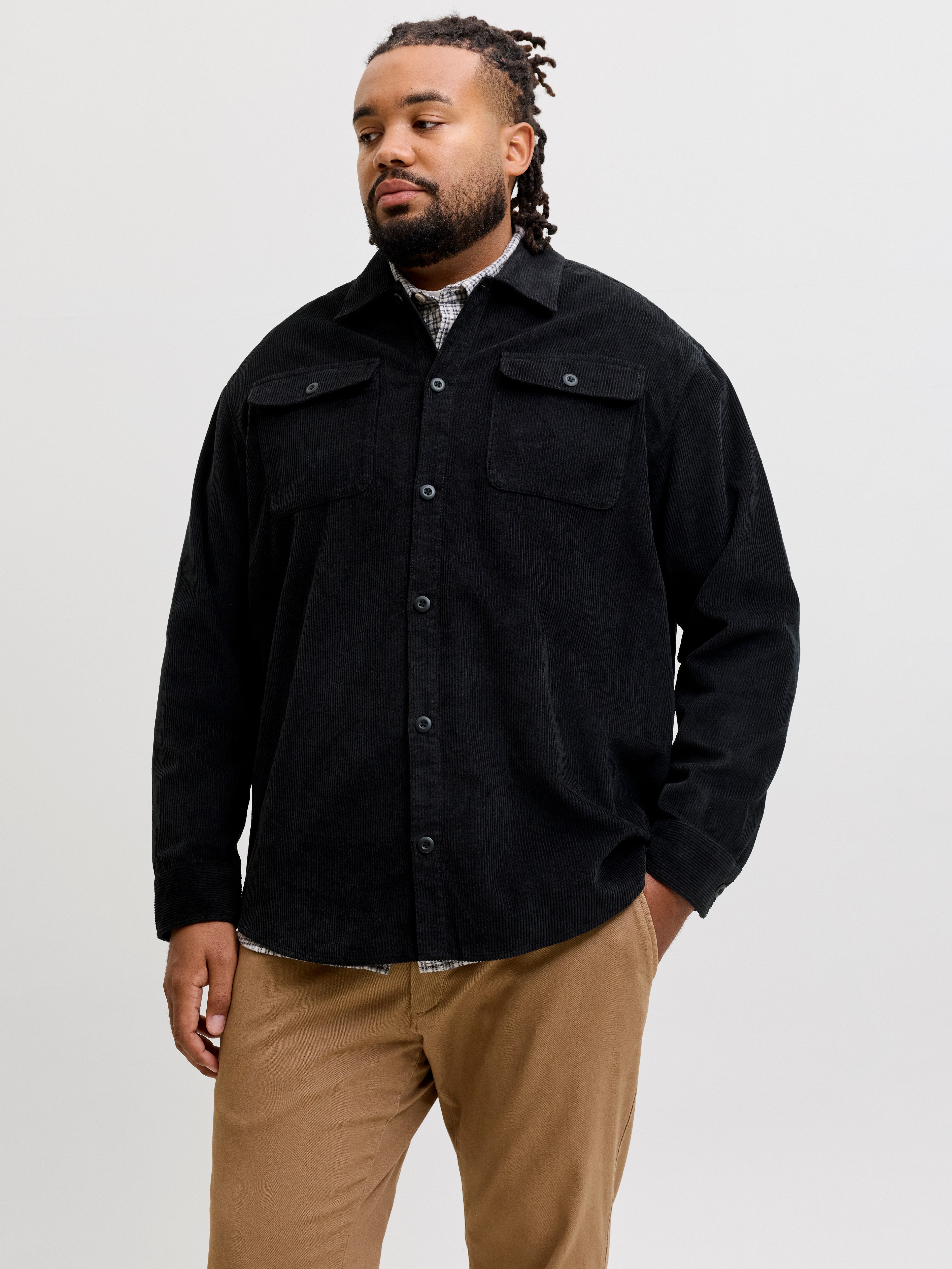 Jack & Jones PlusSize Langarmhemd JJEREGENT CORD OVERSHIRT LS SN PLS Baumwolle, regular fit