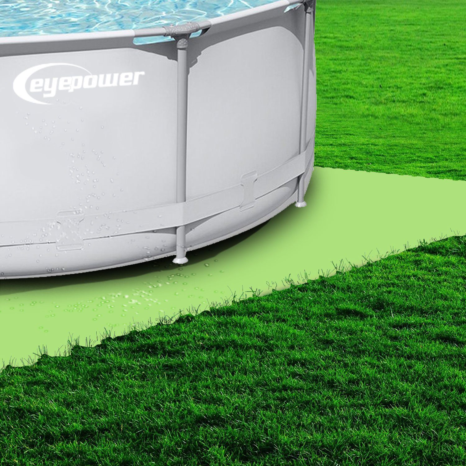 Outdoor 1,9m² Pool - eyepower - Bodenmatte Poolmatten Poolunterlage Große 8 50x50cm, Bodenschutzmatte