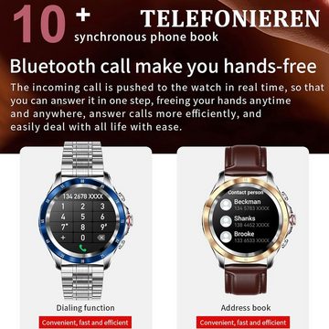 findtime Fur Herren mit Telefonfunktion Gesundheitsuhr Telefonieren Touchscreen Smartwatch (1.28 Zoll, A), Bluetooth Schmuck Pulsuhr Fitnessuhr mit Blutdruckmessung Mit Whatsapp