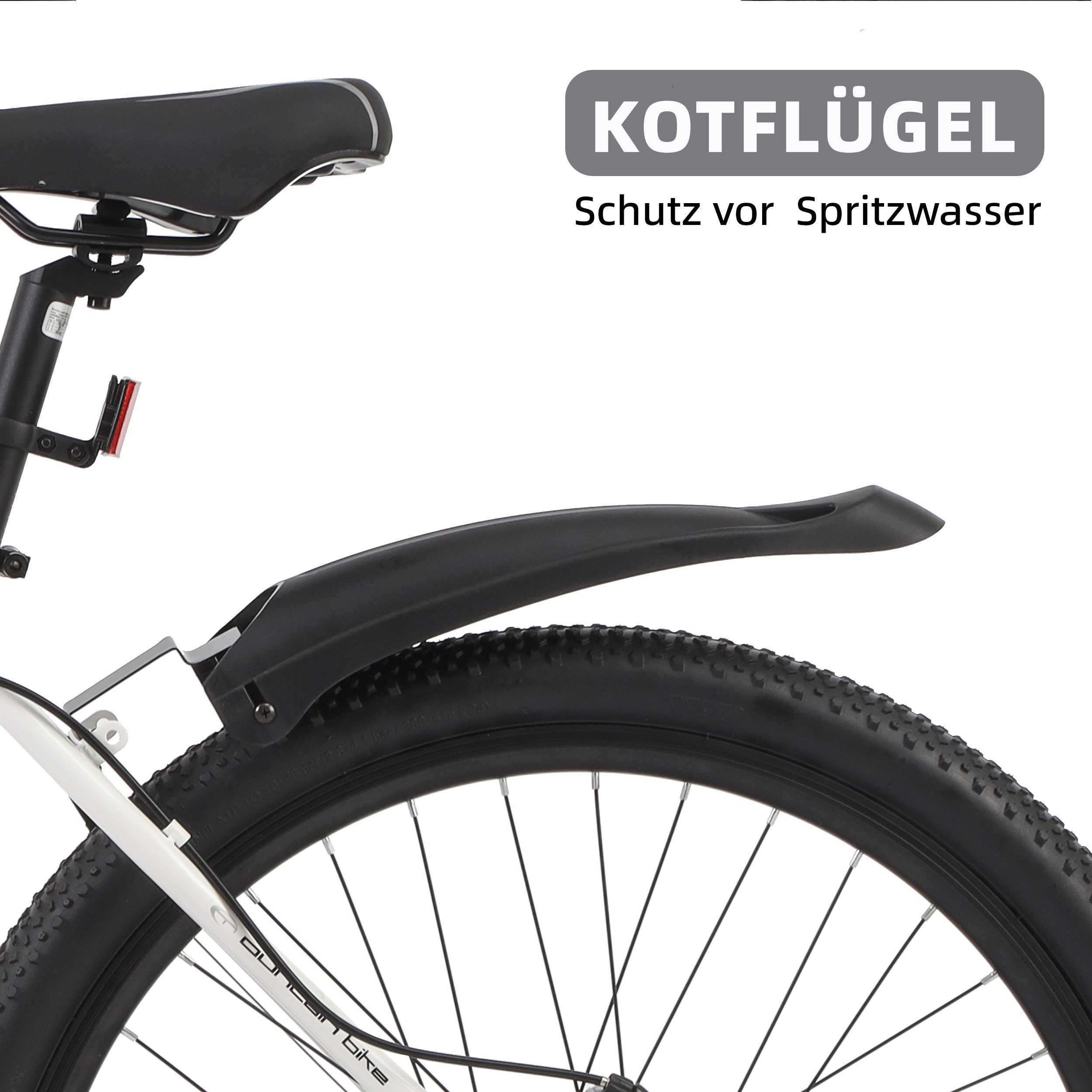 Lauxjack Mountainbike 28 Zoll, Weiß, Shimano, Scheibenbremsen und Federgabel, 21 Gang Shimano Tourney RD-TY300/200 Schaltwerk, Kettenschaltung, (Set), Hardtail  – Bild 4 von 5