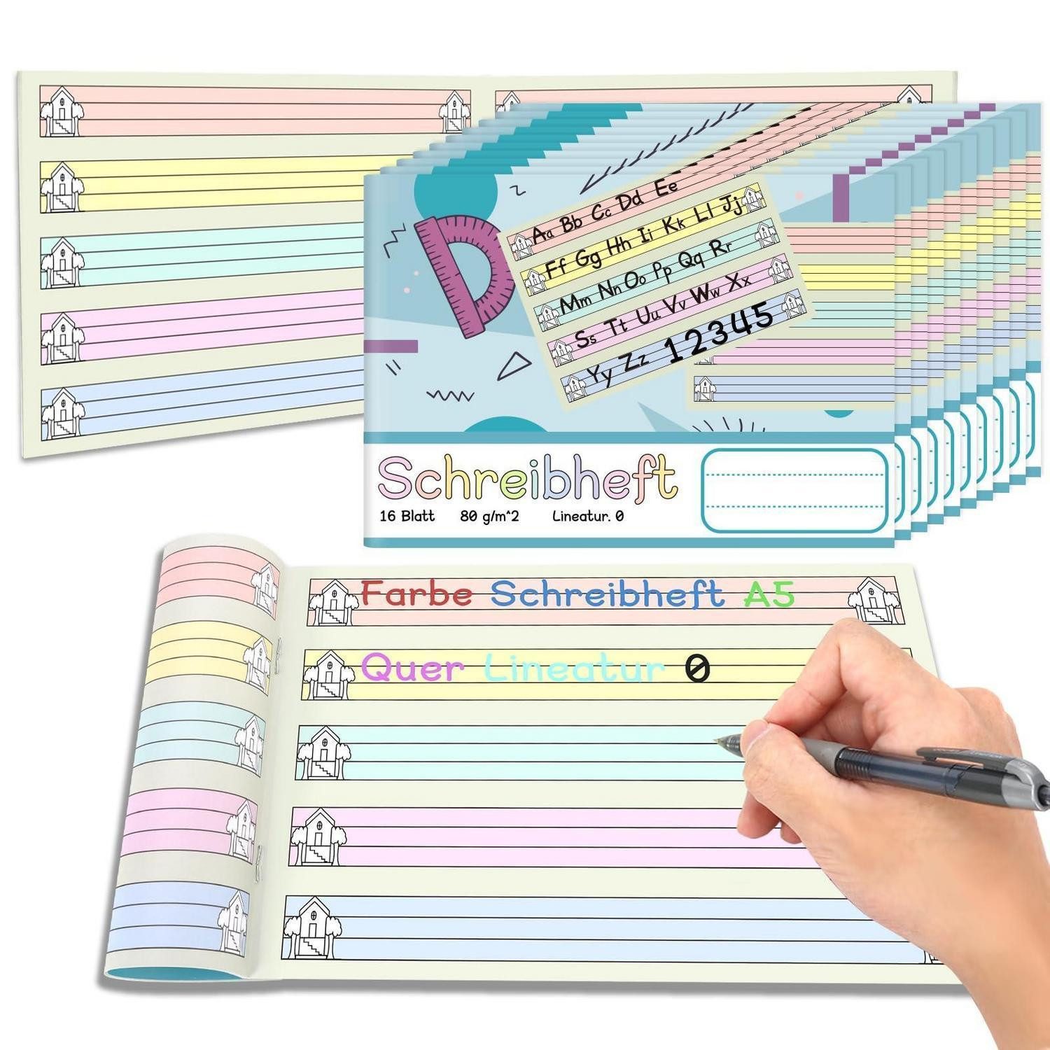 LuxusKollektion Notizheft Schreibheft A5 Quer Lineatur 0 10 Stk Farbe