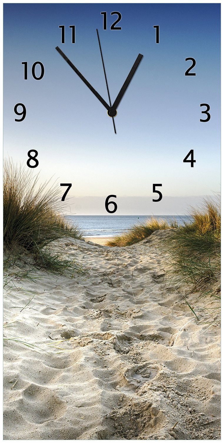 Wallario Wanduhr Weg durch die Dünen zum Strand am Meer (Uhr aus Acryl)
