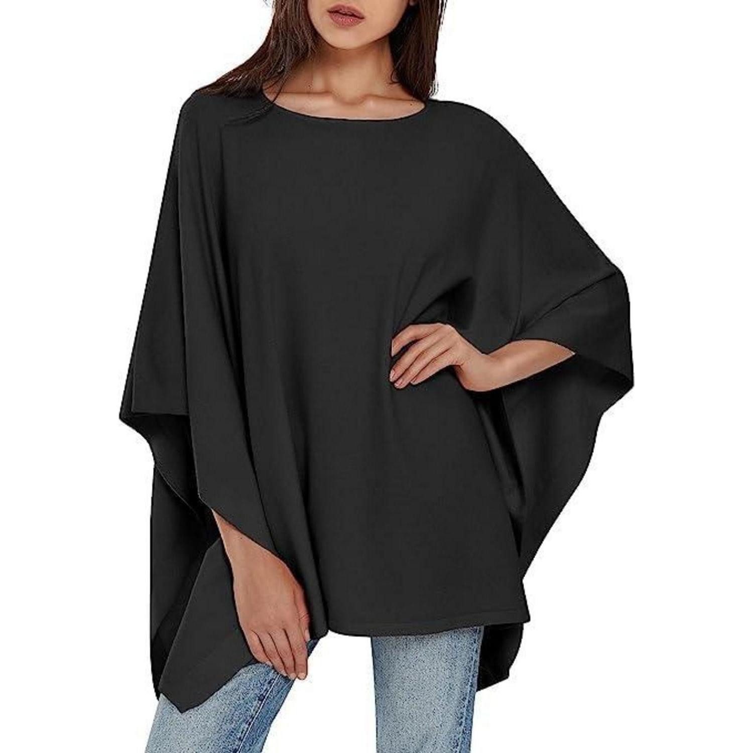 LuxusKollektion Strickschal Pullover-Poncho Damen Einheitsgröße Schwarz, (1-St)