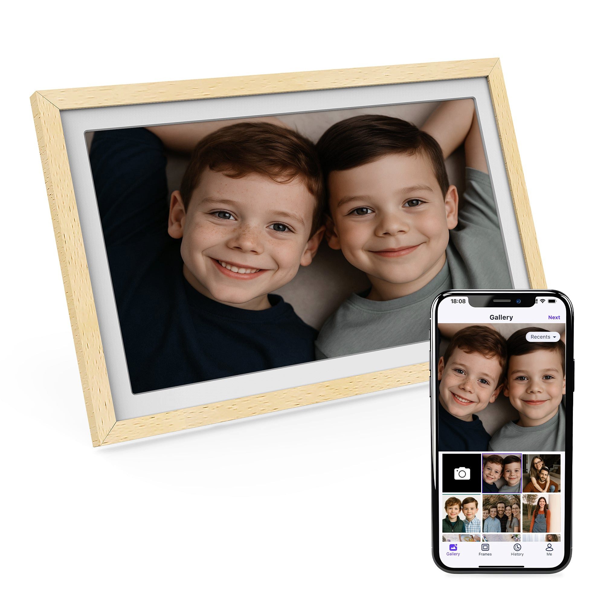 Xoro CPF 14PF -14 Zoll mit App-Steuerung Digitaler Bilderrahmen (35,56 cm/14 ", 1920 × 1080 Pixel, 32 GB, Full‑HD‑Touchdisplay mit WLAN und Bildrotation)