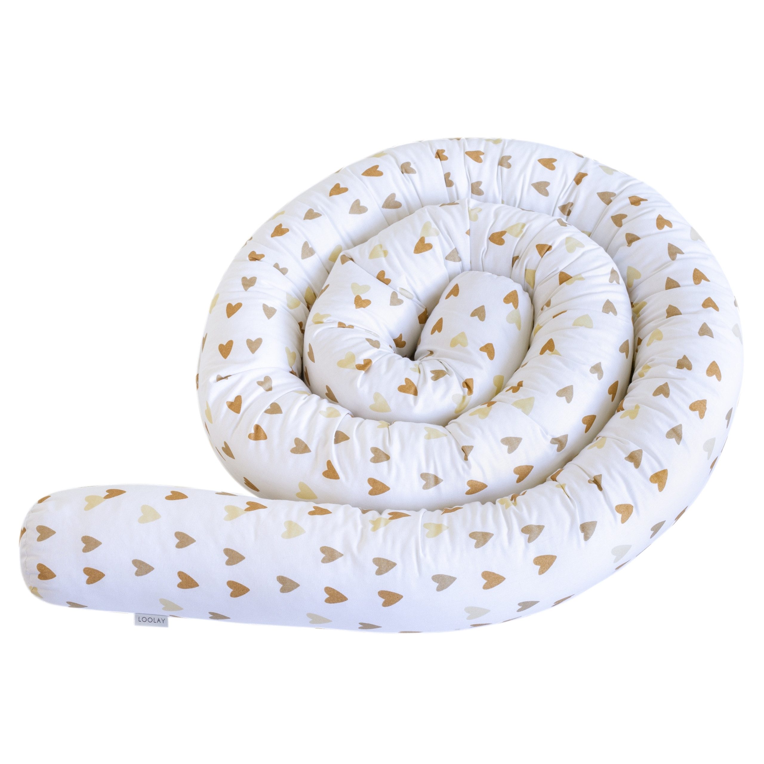 Nestchenschlange Herz BEIGE BRAUN Baumwolle Multifunktion Bettschlange Stoffschlange