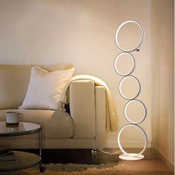 Nettlife LED Stehlampe Touch Dimmbar Schwarz Modern 5-flammig Ringförmige 32W, LED fest integriert, warmweiß, für Schlafzimmer Wohnzimmer Arbeitszimmer