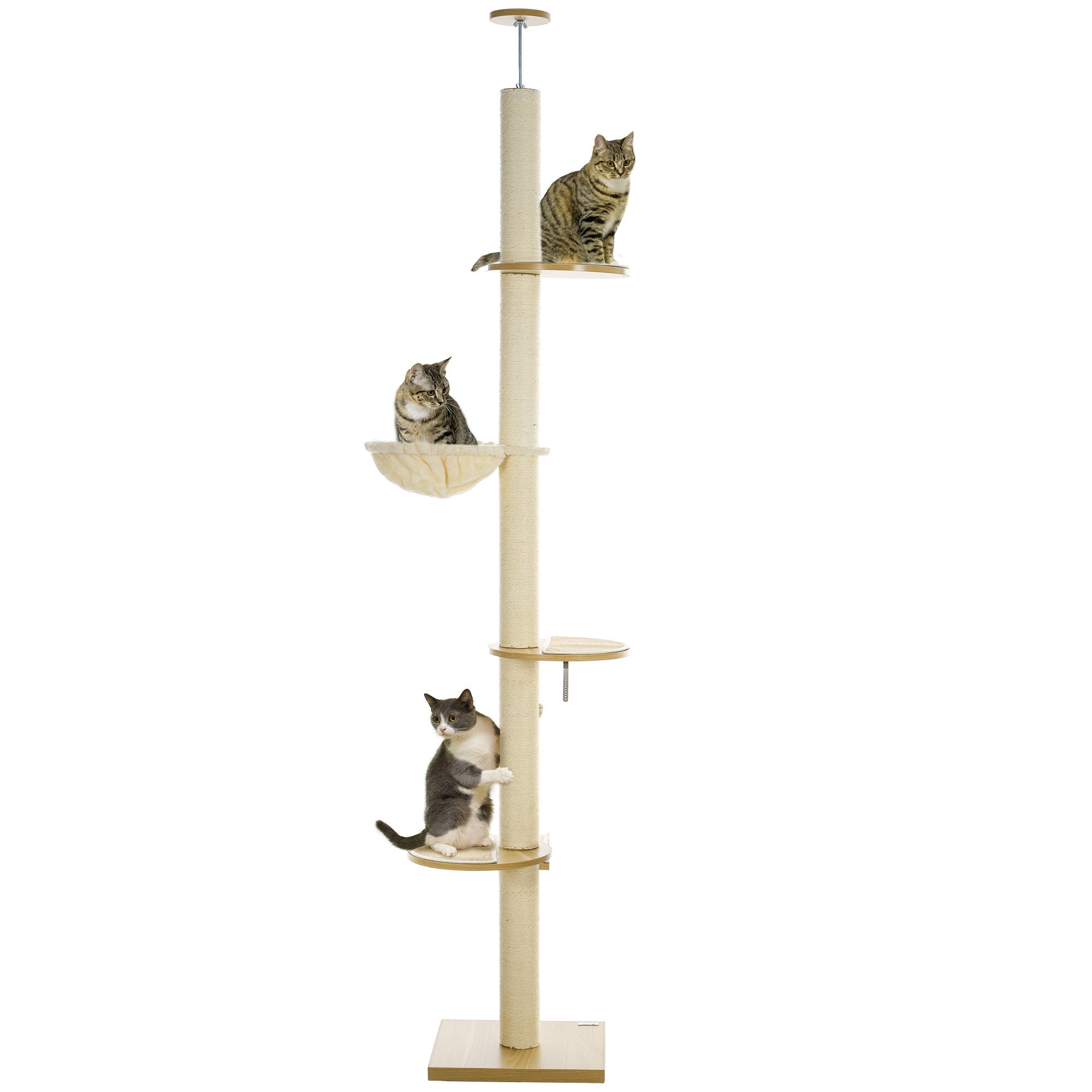 PawHut Kratzbaum Deckenhoch, 230-250 cm, mit Hängematte, höhenverstellbar, günstig online kaufen