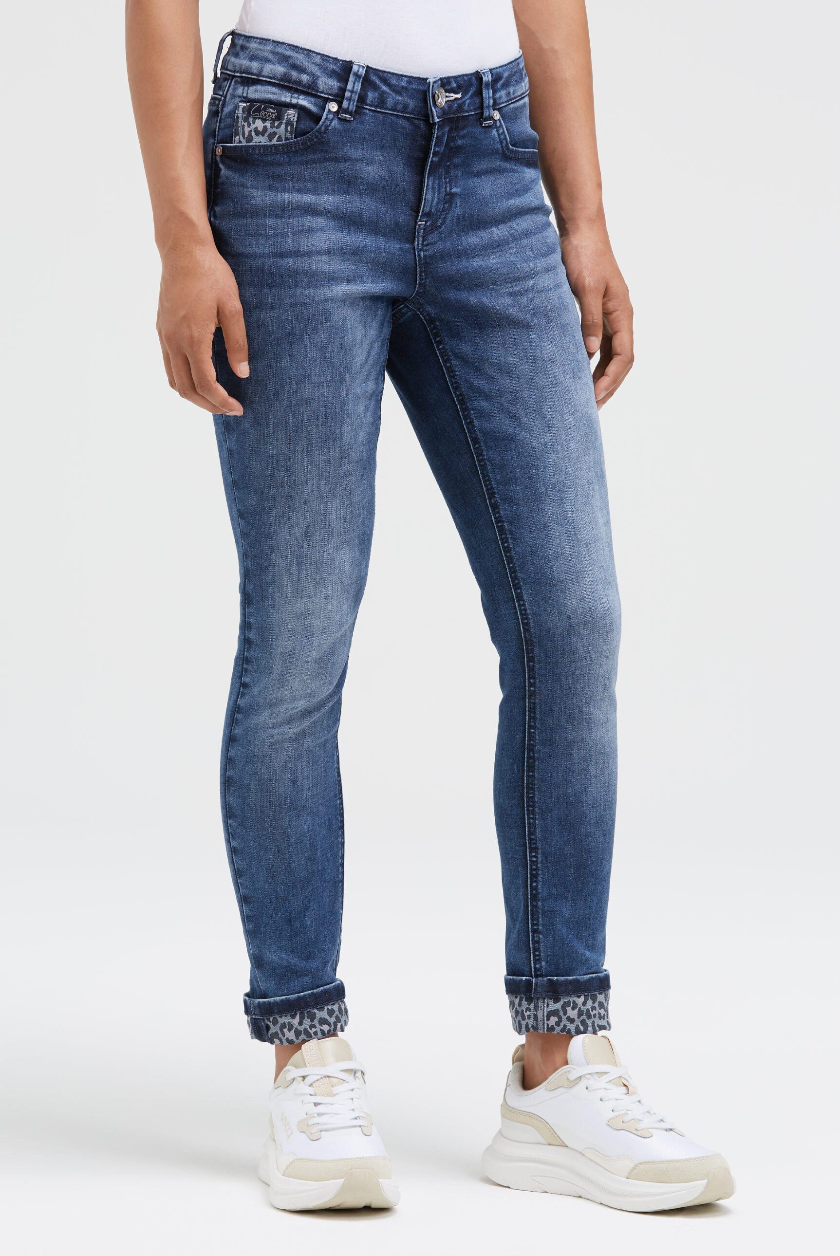 SOCCX Slim-fit-Jeans mit Turn-Up Saum