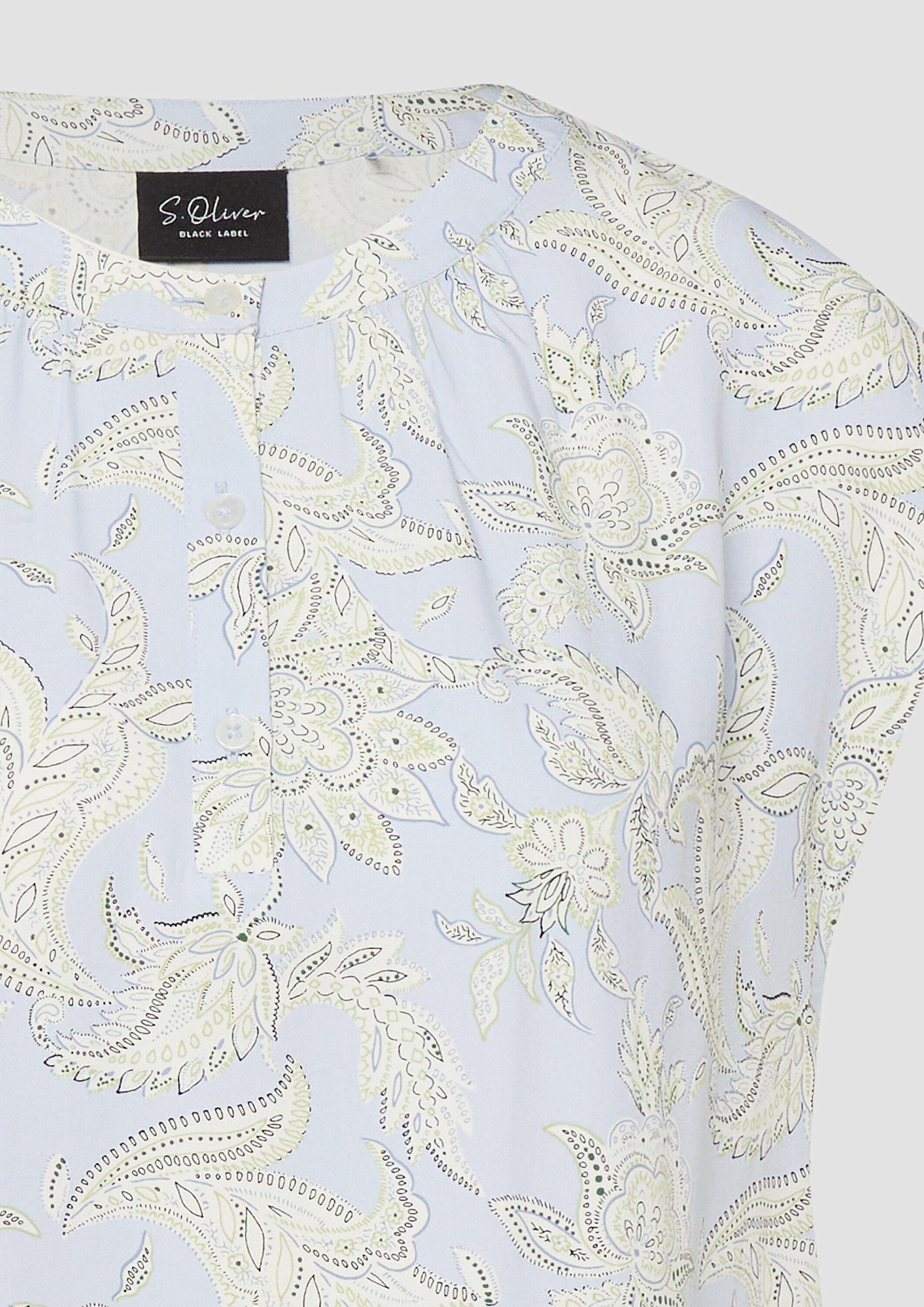 s.Oliver Kurzarmbluse Bluse Viskose-Bluse mit All-over-Print