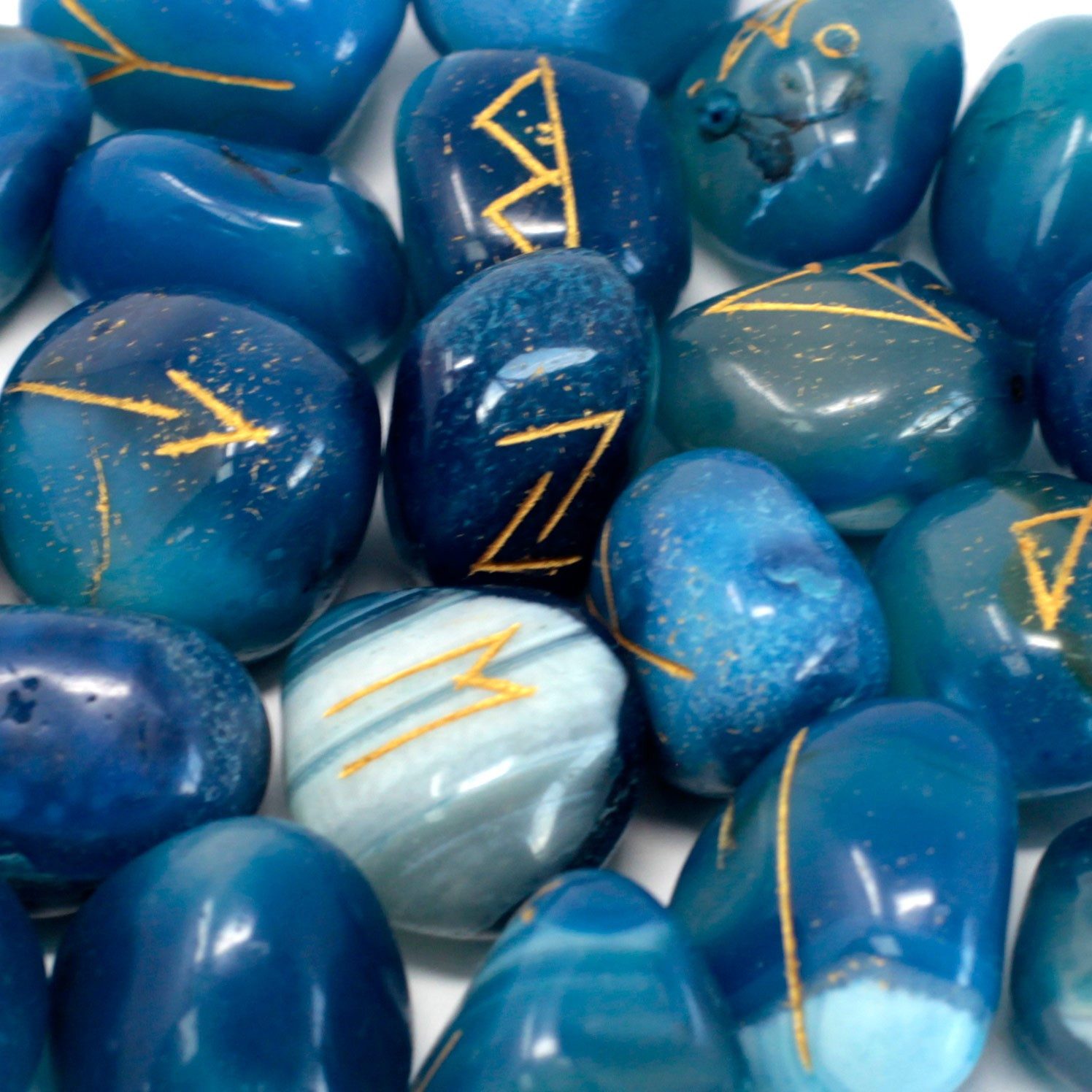 Thumbnail - Bali-Homedecor Stein Runen Steinset in Beutel - Blue Onyx