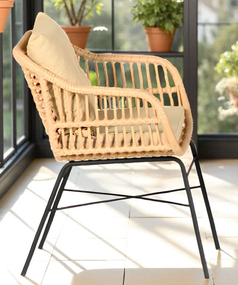 Xlmoebel Gartenstuhl Rattan Lounge Sessel für Outdoor mit modernem Design und Komfort, Hergestellt in Europa