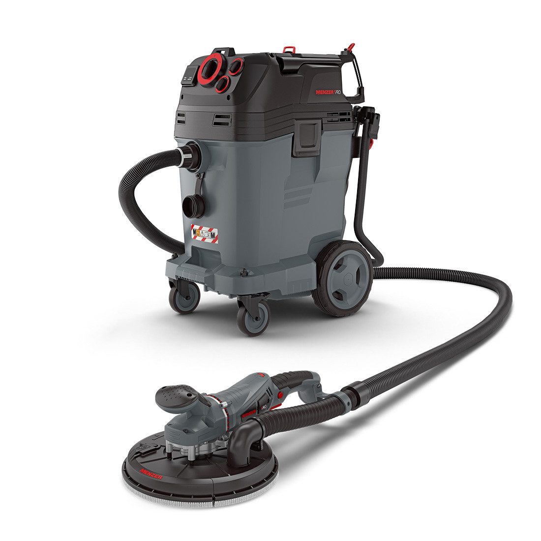 MENZER Trockenbauschleifer TBS 225 PRO + VCM 550 PRO, max. 2100 U/min, (Set), Set mit Sicherheitssauger, Nass-Trocken-Sauger