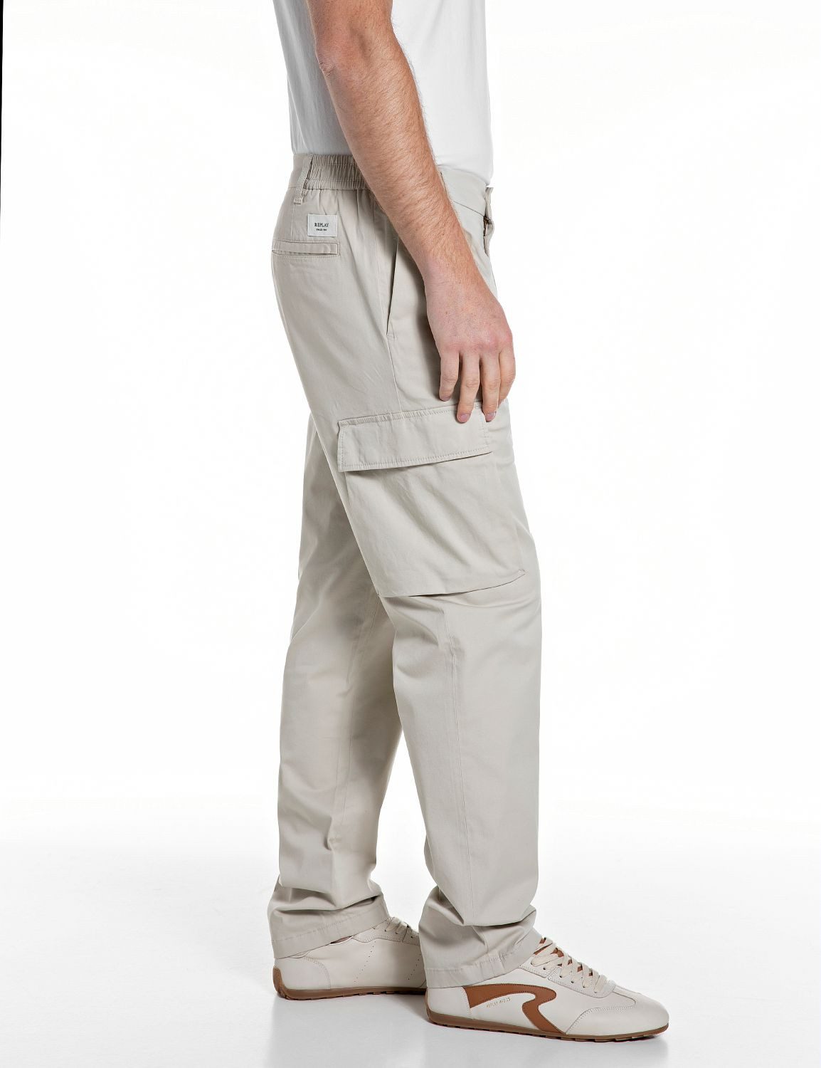 Replay Chinohose Adhann aus Twill mit Cargotaschen, Tapered Fit