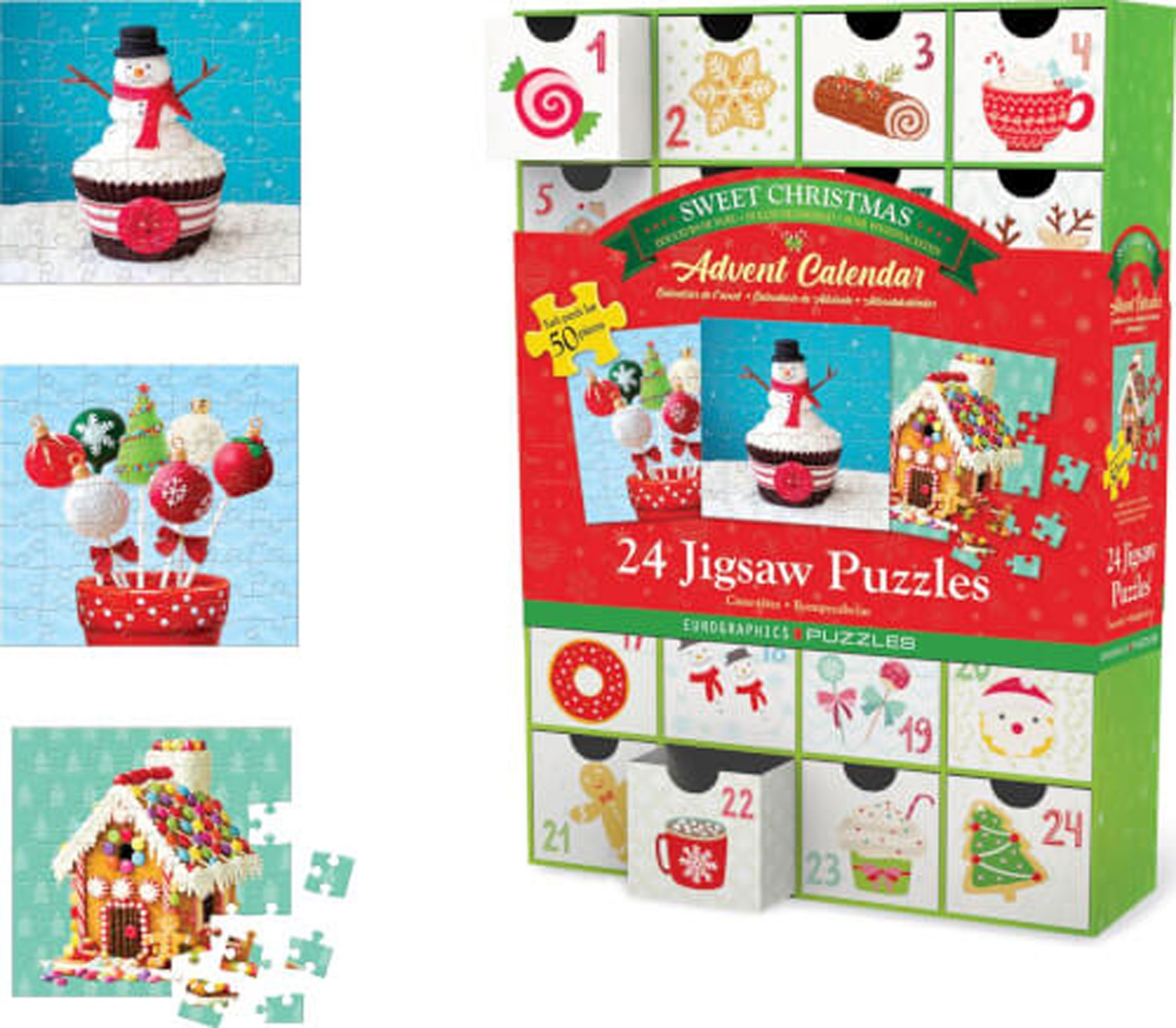 Sweet 50 Adventskalender Weihnachtspuzzle 24x - Puzzle - Christmas Teile empireposter