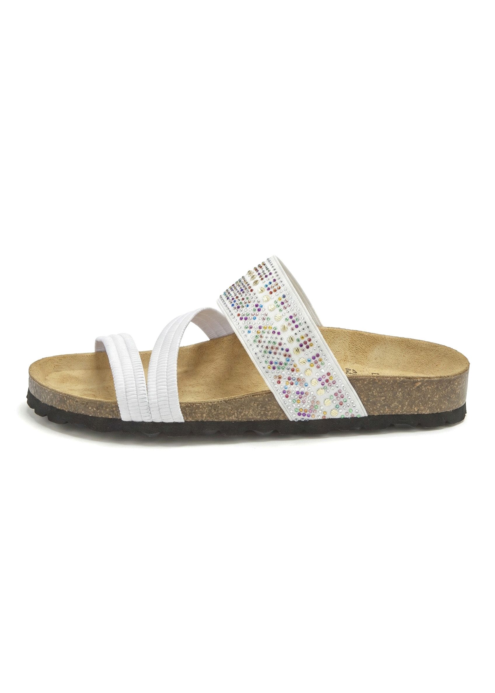LASCANA Mule, Sandale, offener Schuh, Sommerschuh, Pantolette mit Komfortkorkfußbett aus Leder und elastischen Riemen