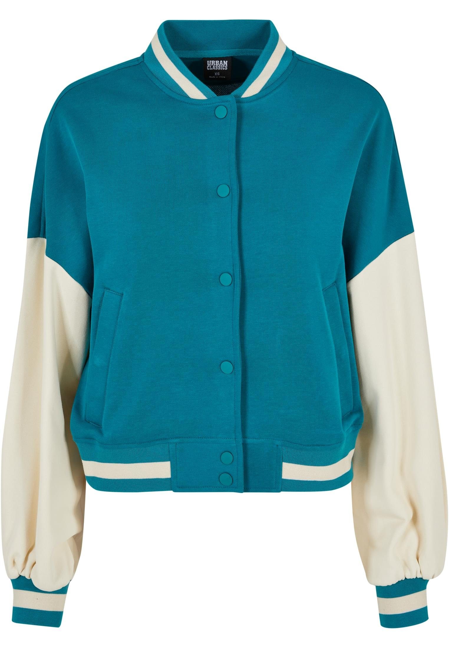 URBAN CLASSICS Sommerjacke Damen Ladies (1-St) 2 watergreen/whitesand College Terry Oversized Jacket Tone