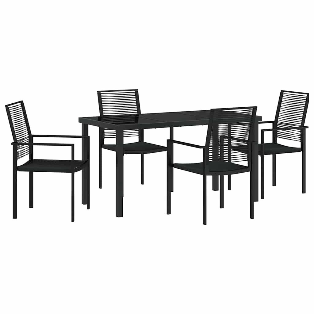 vidaXL Gartenlounge-Set Garten Essgruppe 5 Stk. Schwarz Pulverbeschichteter Stahl, (5-tlg)