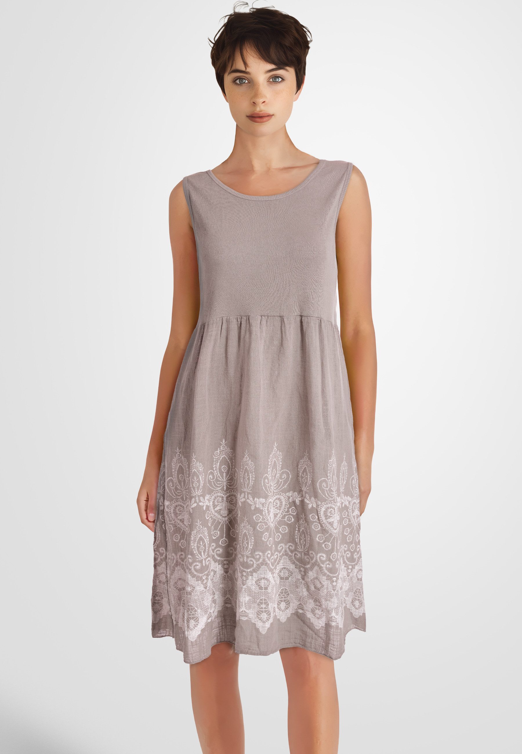 PEKIVESSA Sommerkleid Ärmelloses Trägerkleid aus Rippstrick günstig online kaufen