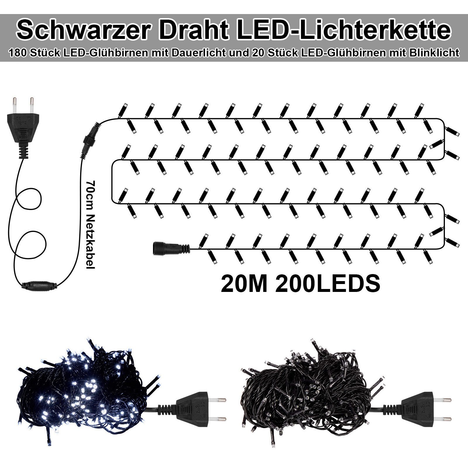 Qualra LED-Lichterkette 20M Weihnachtslichterkette 156/200LEDs Lichterkette günstig online kaufen
