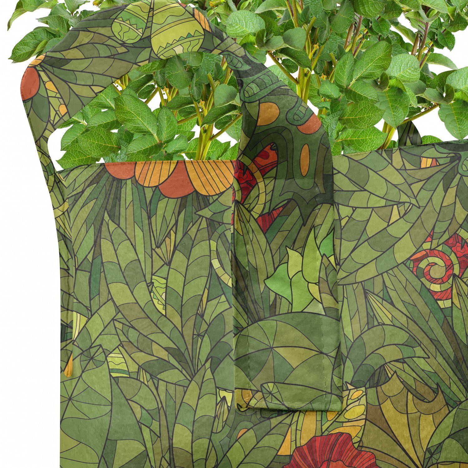 mit Dschungel-Kunst für Fractal Pflanzkübel Pflanzen, Retro Griffen Blumen Abakuhaus Stofftöpfe hochleistungsfähig