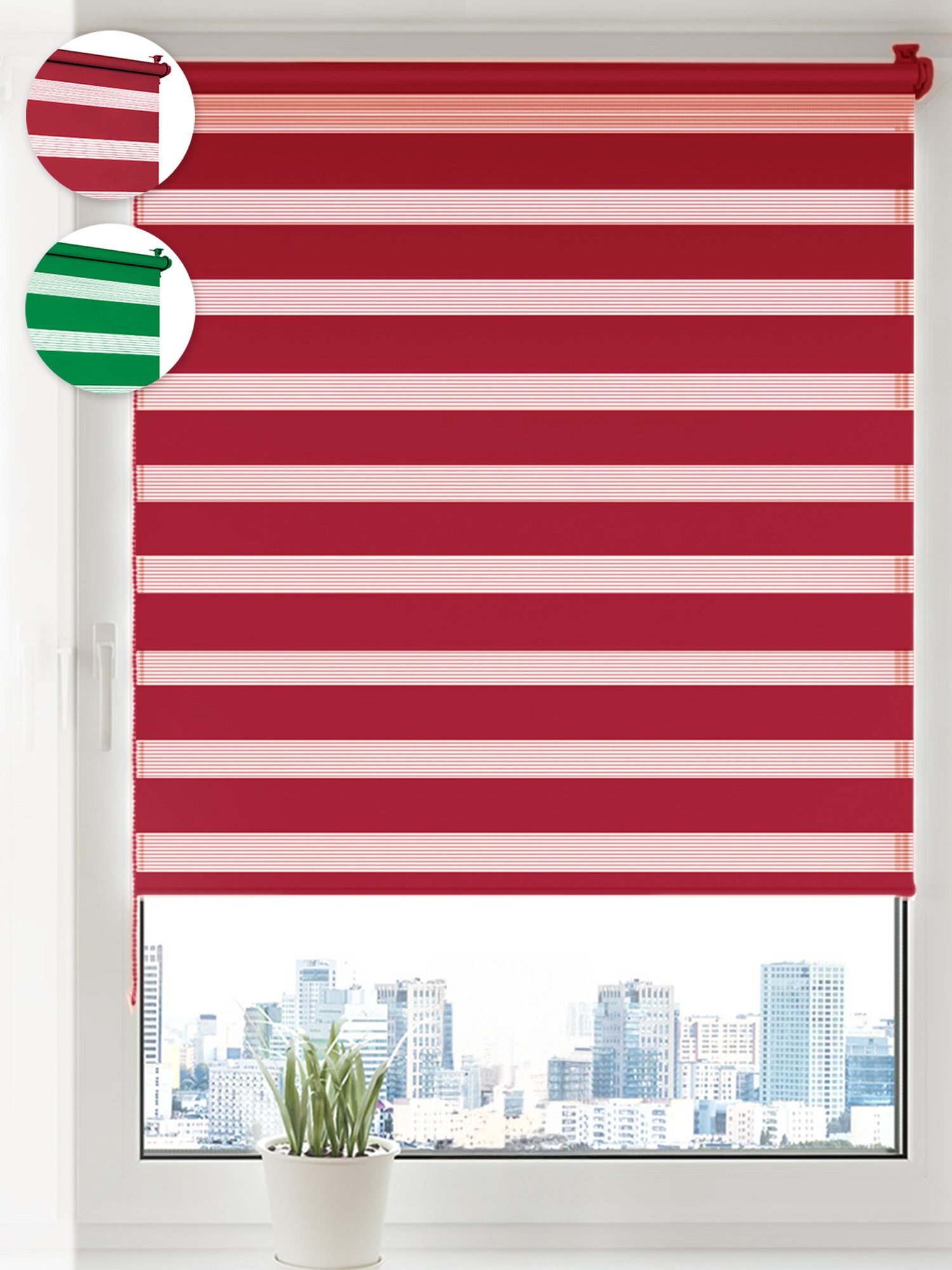 Doppelrollo Klemmfix ohne Bohren, Sonello, blickdicht, Klemmfix, 30cm x 100cm Rot Easyfix Duo Rollo, Rollos für Fenster und Tür, Lichtschutz, Blickdicht, Jalousie freihängend mit Klemmträger, Seitenzugrollo, einfache Montage, in verschiedenen Farben und Größen