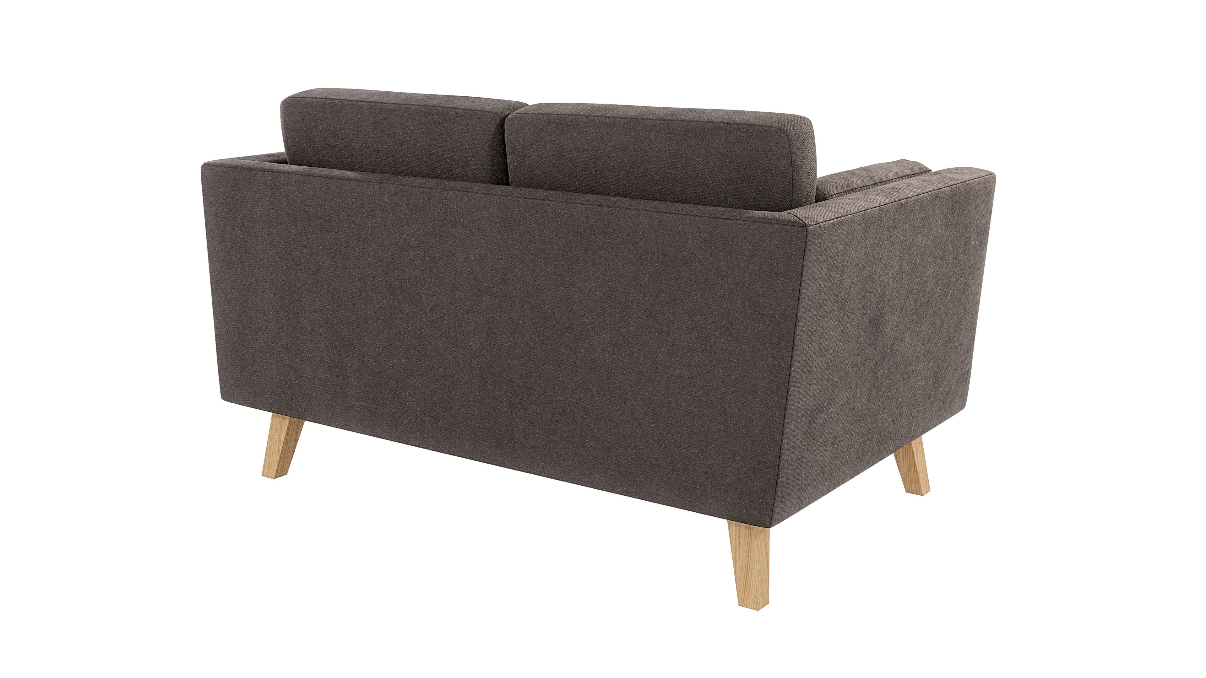 S-Style Möbel - Sofa 2-Sitzer im Braun skandinavischen Wellenfederung Khaki Angeles mit Design