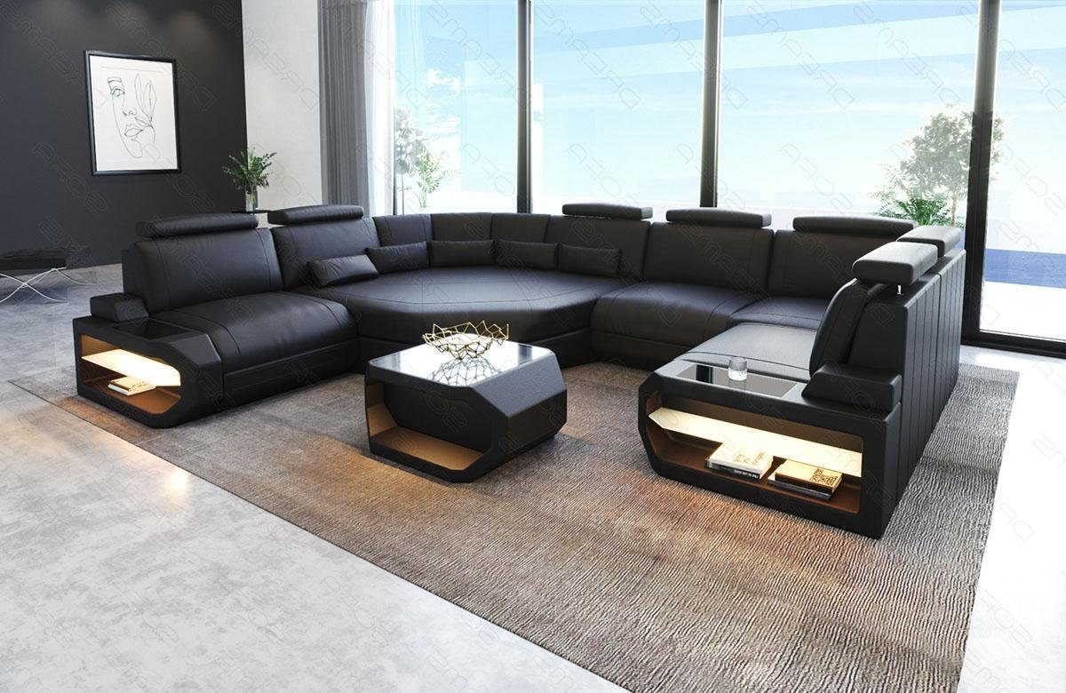 LED, Ledersofa U kleines Asti Wohnlandschaft Leder Dreams Sofa Couch, Designersofa Form Mini, U Sofa mit