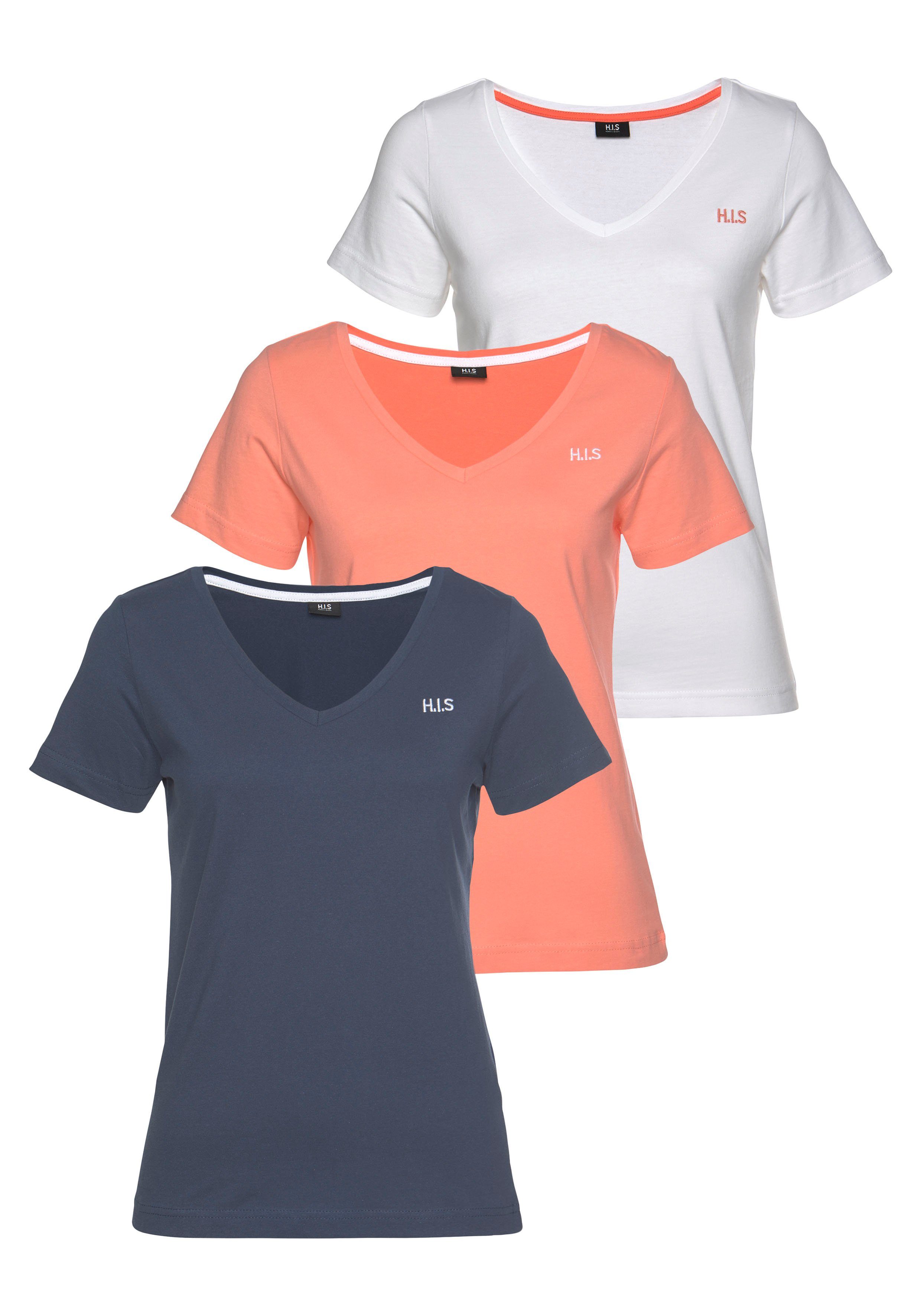H.I.S T-Shirt Essential-Basics (Spar-Set, 3er-Pack) hüftlange günstig online kaufen