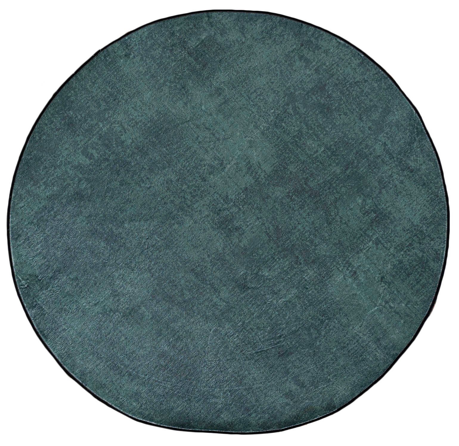 Mazovia Designteppich Modern Rund Teppich Wohnzimmerteppich Abstrakt Grün, 120 x 120 cm, Fußbodenheizung, Allergiker geeignet, Rutschfest