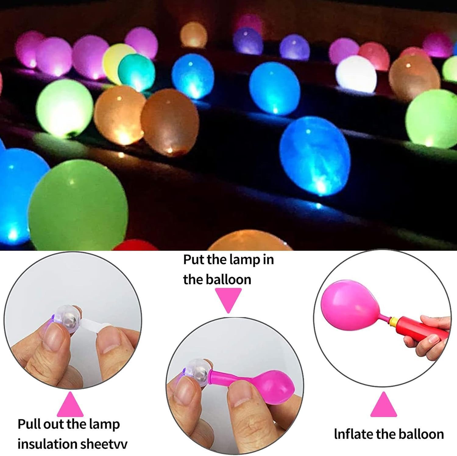 FELIXLEO LED-Leuchtmittel LED Ballons Lichter Mini Bunt Ballonlichter Runde Party, 120 St.