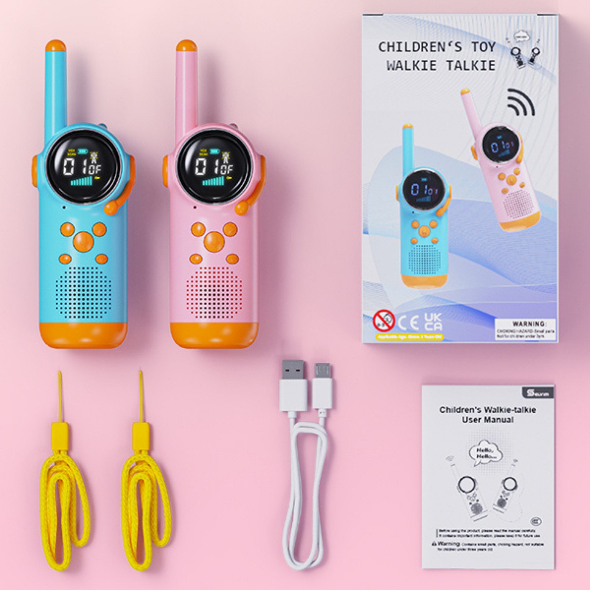 Vivitar Walkie Talkie für Kinder mit VOX-Funktion, CTCSS-Technologie, LED-Taschenlampe, (Trageriemen – ideales Geschenk für Jungen und Mädchen 3 bis 12 Jahren, 99 Unterkanälen, kindersicheres Design mit Silikon-Schutzhülle), LCD-Display – Funkgerät mit 5 km Reichweite, 8 Kanälen