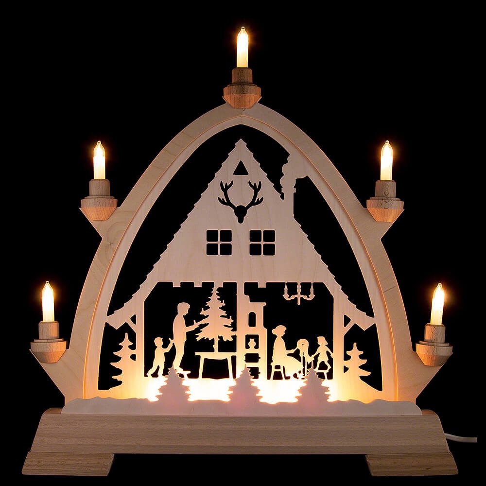 Kunstgewebe Taulin Schwibbogen Gotischer Bogen Waldhaus (42x42,5cm) von Kunstgewerbe Taulin