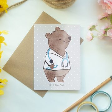 Mr. & Mrs. Panda Grußkarte Arzt Herz - Grau Pastell - Geschenk, gebrochen, Karte, Einladungskart, Hochglänzende Veredelung