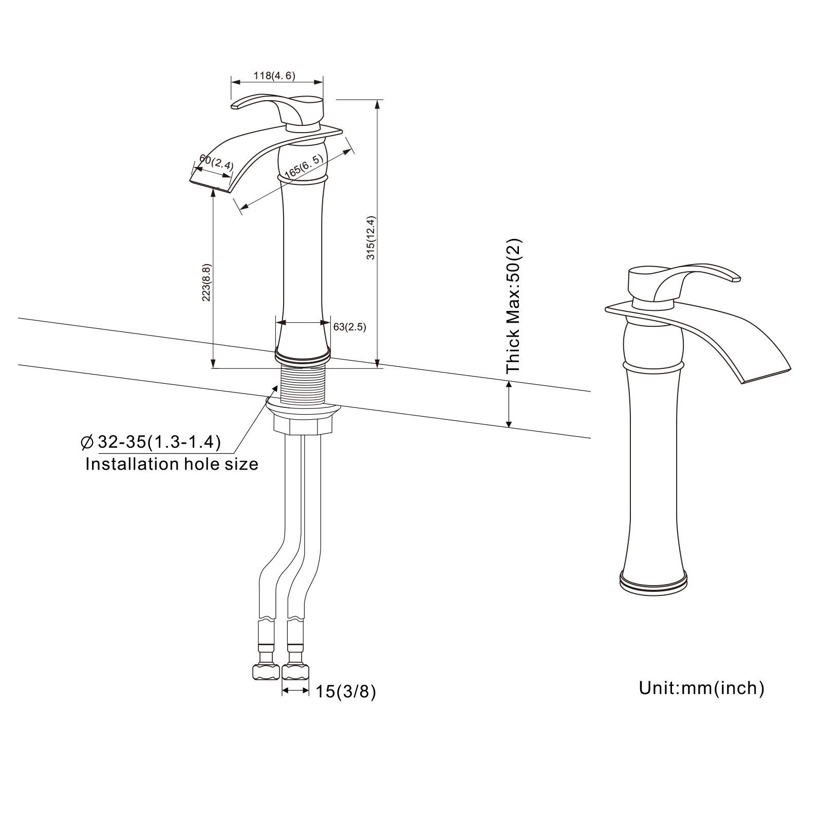 Auralum Max Waschtischarmatur Wasserfall Bad-Wasserhahn chrom günstig online kaufen