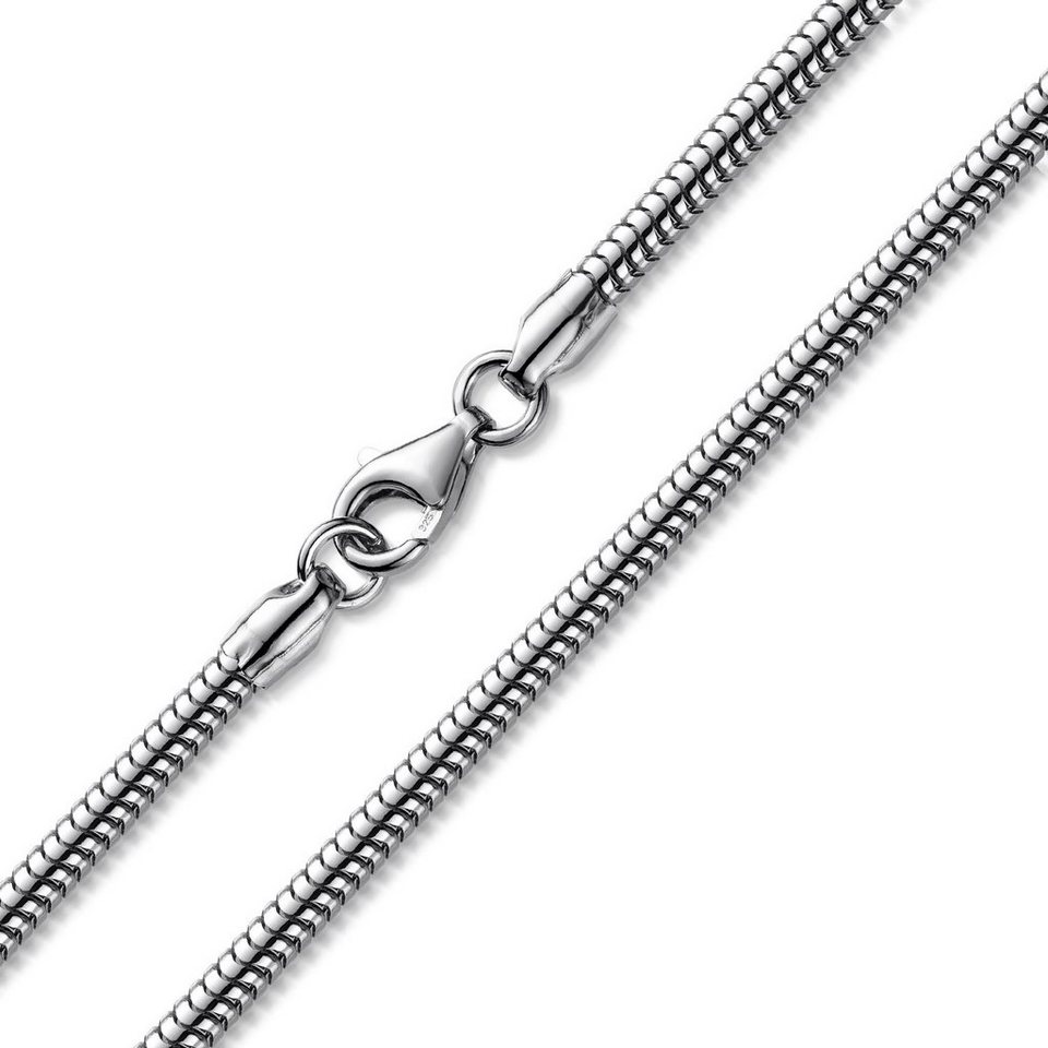 Materia Schlangenkette Damen Herren Halskette 3mm K28, aus 925 Sterling  Silber, rhodiniert