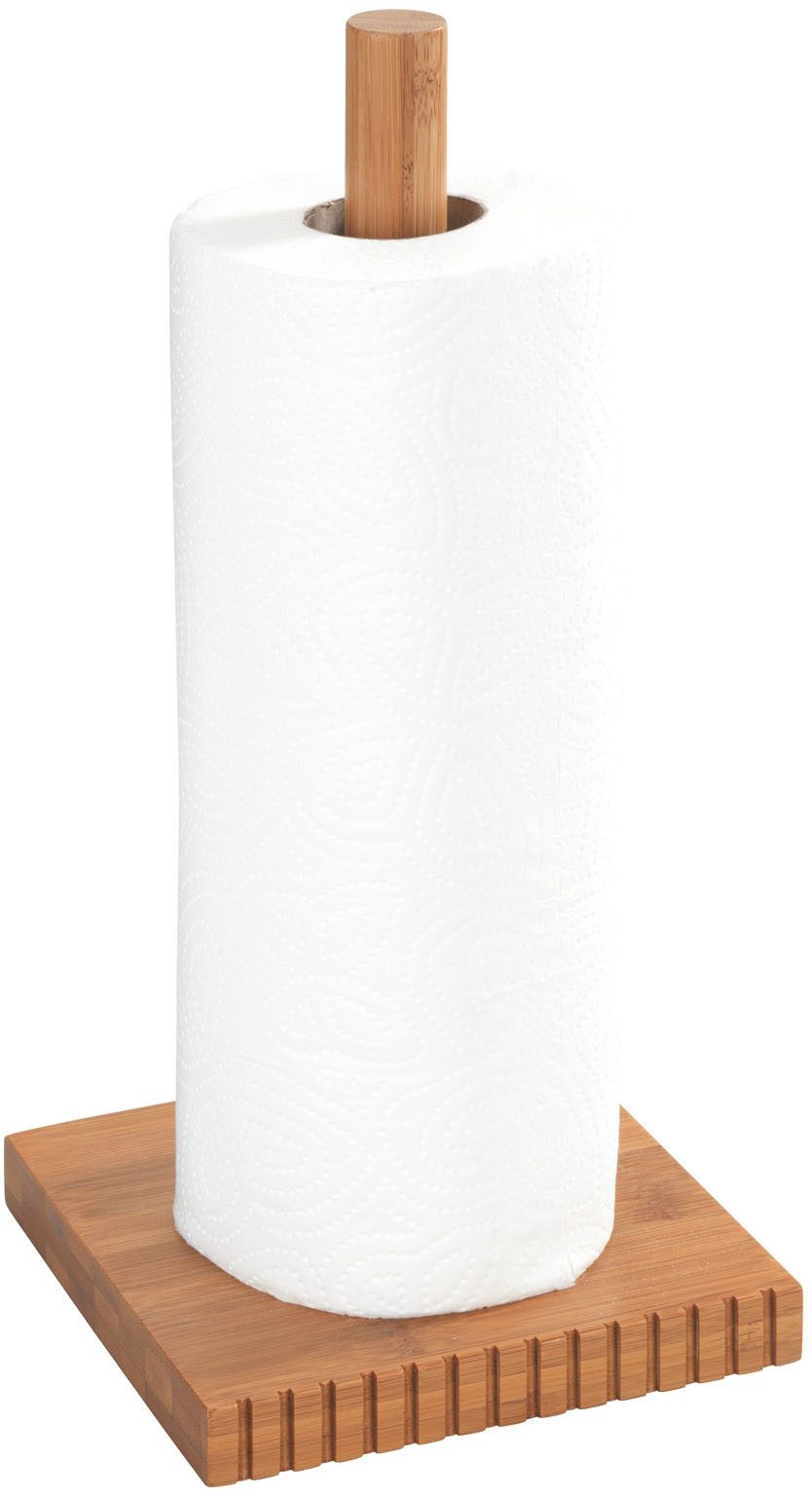 WENKO Küchenrollenhalter Modell Mera, (Set, 2-St), mit Utensilienhalter, Küchen-Set aus geräuchertem Bambus