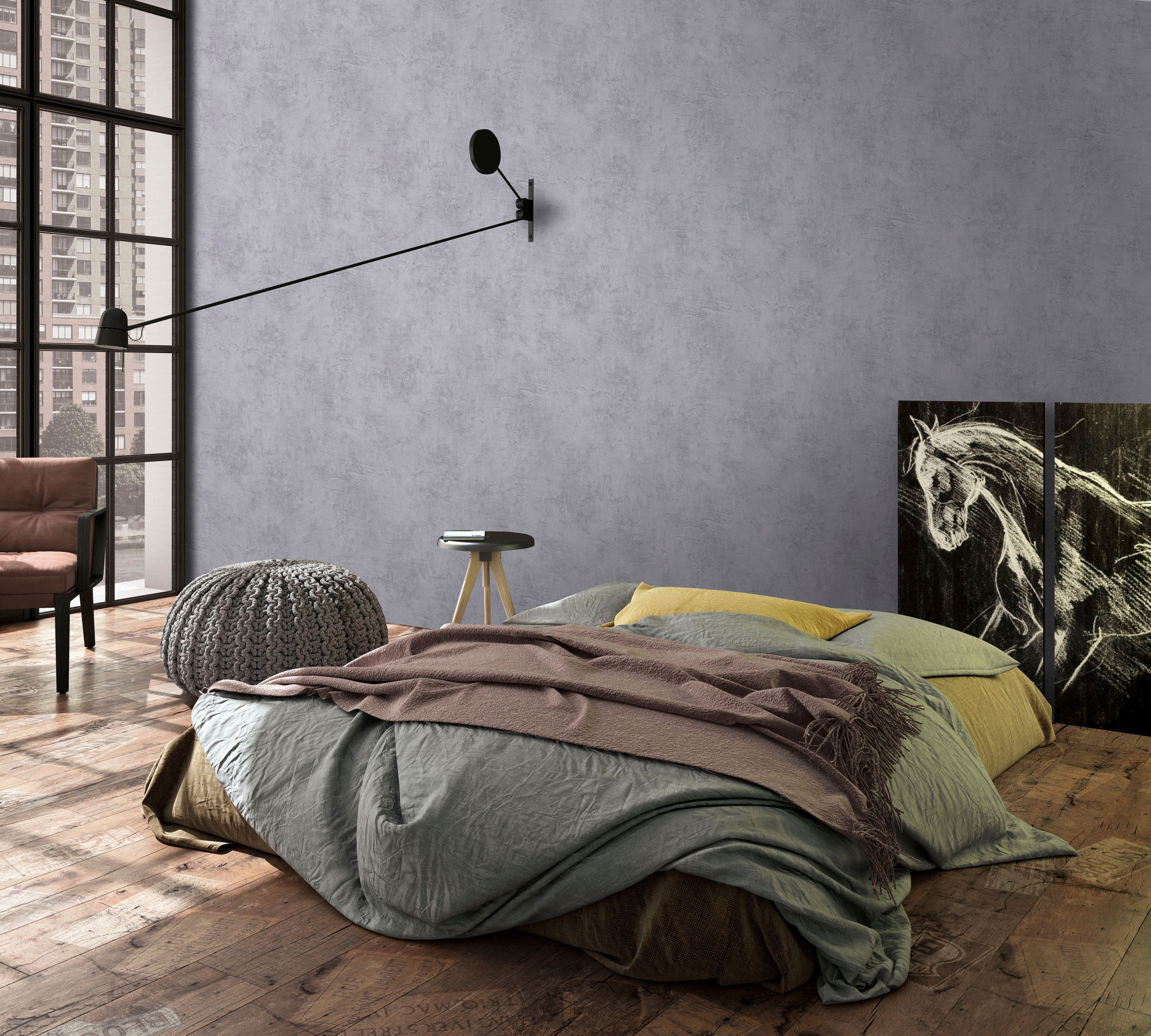 Schlafzimmer Leather, für Küche texturiert, Marburg grau moderne Vliestapete Vliestapete Wohnzimmer uni,